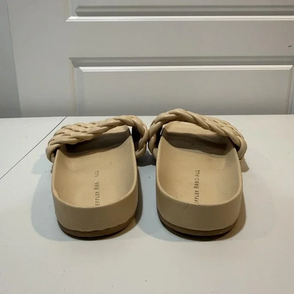 Loeffler Randall Sandals Womens Size 9 Beige Braided Leather Slide Flat Shoes - Picture 3 of 9